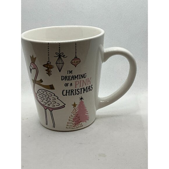 "I'm Dreaming Of A Pink Christmas" Flamingo Mug - Ceramic Holiday Coffee Cup - Picture 5 of 8